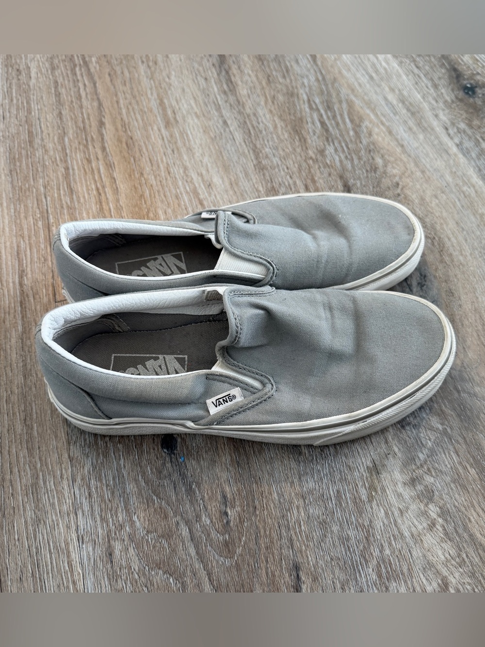 Vans Slip-On Canvas Sneakers in Light Gray